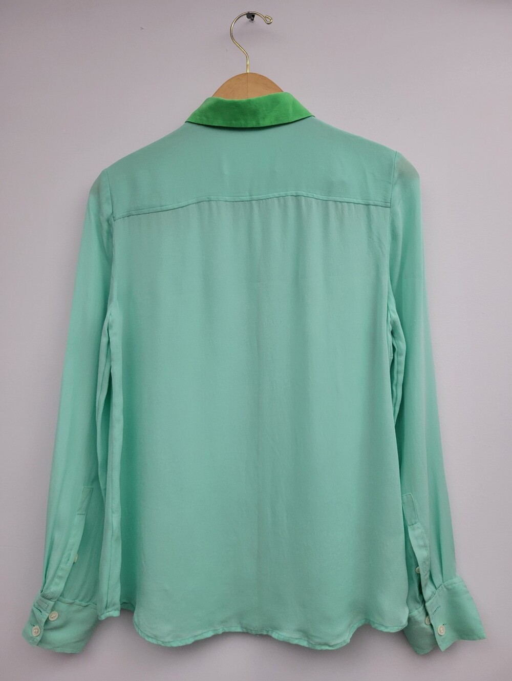 J Crew Collection Silk Colorblock Button Down Collared Blouse Sz 8 - Picture 2 of 9